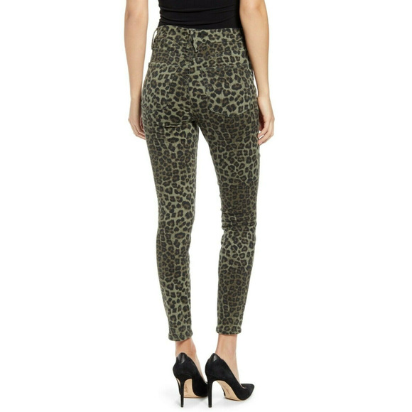 GOOD AMERICAN NWT Good Waist Crop in Sage Leopard Animal Print // 8 - Picture 2 of 11